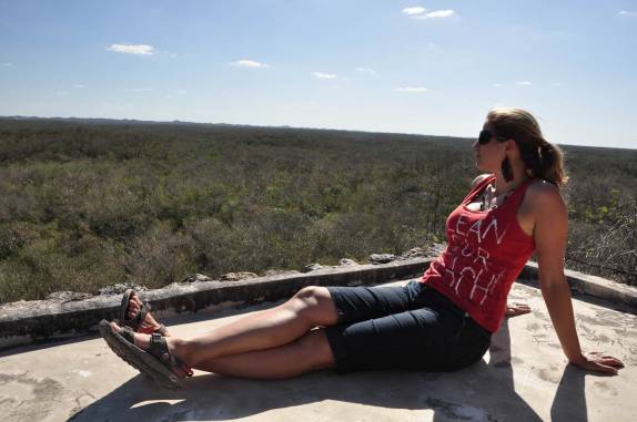 Nosso lugar secreto, o ponto mais alto das ruínas mayas de Uxmal, no Yucatán, sul do México